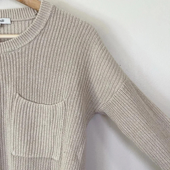 Madewell Thompson Pocket Beige Long Sleeve  Pullover Sweater - Picture 5 of 14